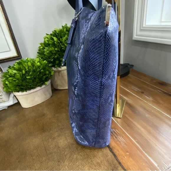 Coach XL Josie Blue Glass Python-Print Leather Tote - Picture 7 of 15